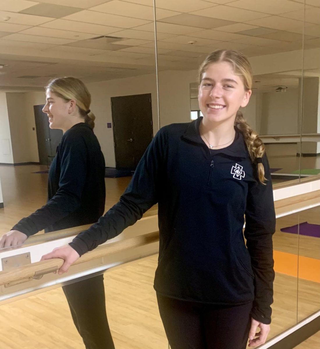 Senior and Dance Team captain Penelope Deignan poses in the new multi purpose dance space.