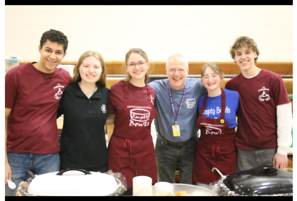 Mr. Maguire with Senior students and Empty Bowls leaders.